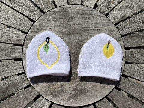 Zitronen-Waschlappen Stickdatei  ITH 10x10 Waschhandschuh Geschenk Frucht Z