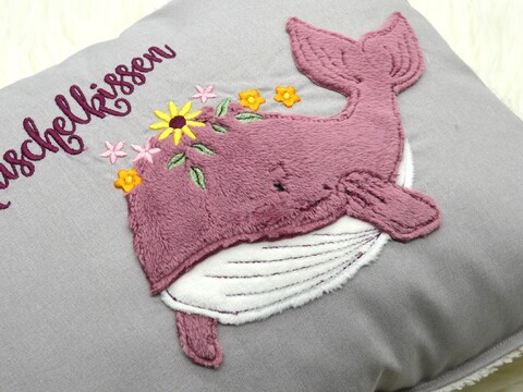 Stickdatei Wal maritim mit Blumen