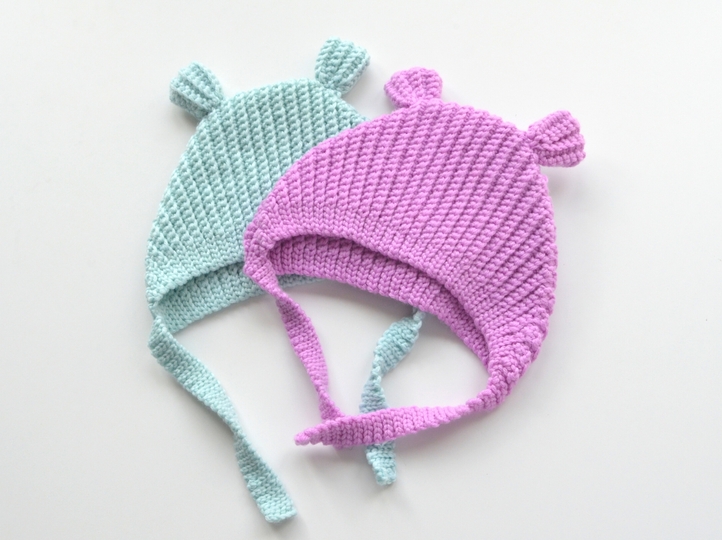 Crochet baby bonnet pattern, infant hat with ears, PDF pattern tutorial