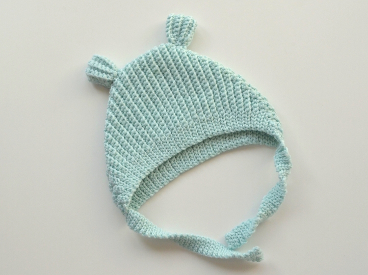 Crochet baby bonnet pattern, infant hat with ears, PDF pattern tutorial