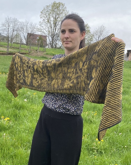 Stola Blütenranken Schattenstricken