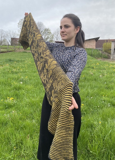 Stola Blütenranken Schattenstricken