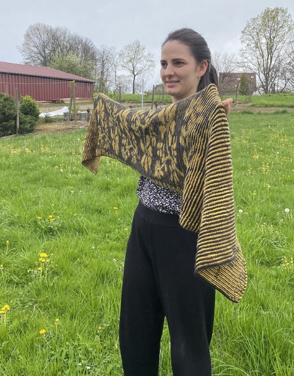 Stola Blütenranken Schattenstricken