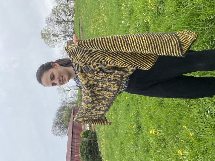 Stola Blütenranken Schattenstricken