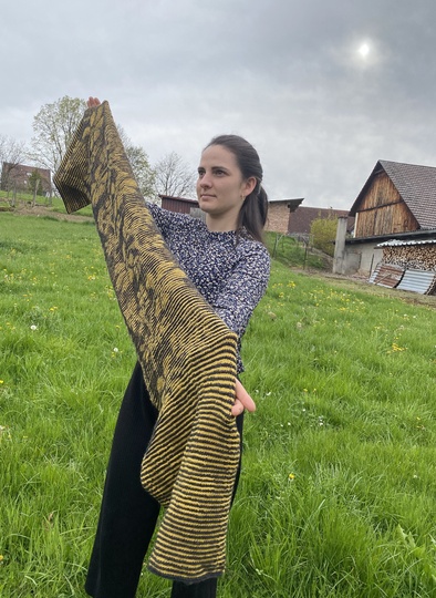 Stola Blütenranken Schattenstricken