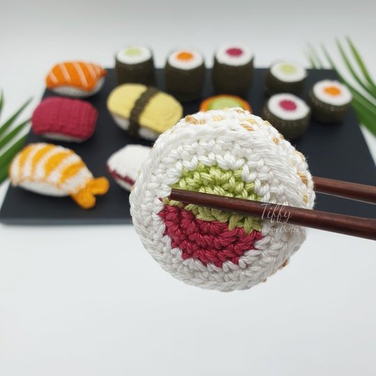 Kleines Sushi Set – Häkelanleitung für Kinderküche & Kaufladen