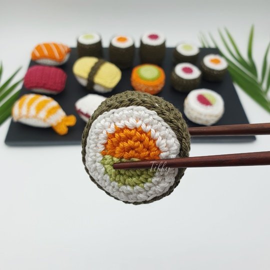 Kleines Sushi Set – Häkelanleitung für Kinderküche & Kaufladen