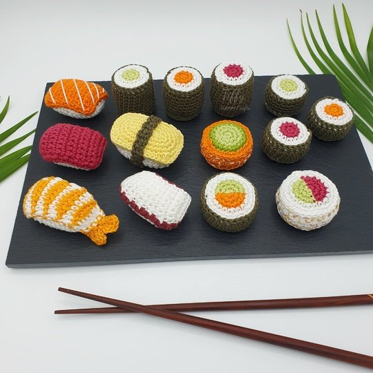 Kleines Sushi Set – Häkelanleitung für Kinderküche & Kaufladen