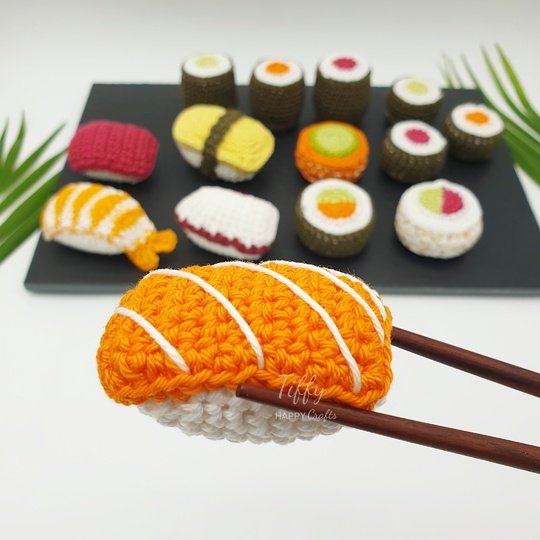 Kleines Sushi Set – Häkelanleitung für Kinderküche & Kaufladen