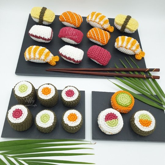 Kleines Sushi Set – Häkelanleitung für Kinderküche & Kaufladen