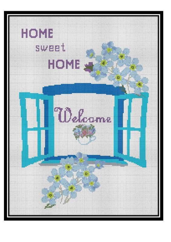 Home decor,cross stitch pattern,window cross stitch