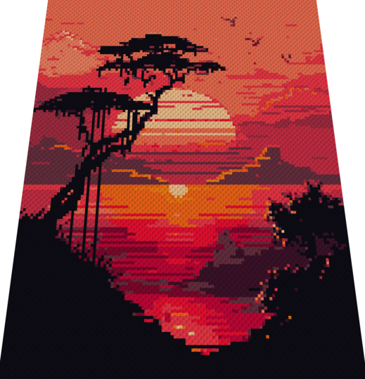 SUNSET - pattern for c2c crochet blanket