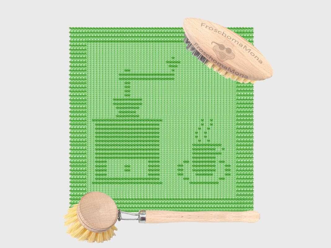 Deckchen Kaffeemühle Tasse „ Kaffeeduft “ Spültücher Topflappen stricken - Bild 3