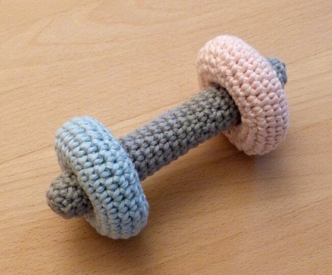 Crochet pattern dumbbell rattle