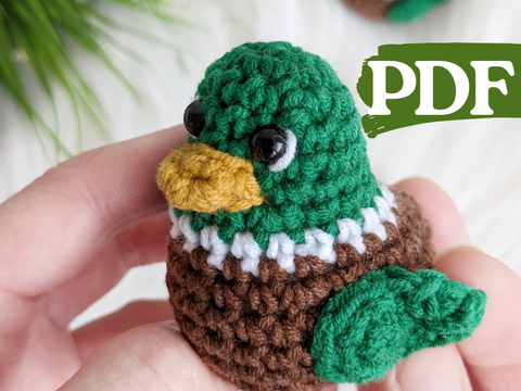 Crochet duck pattern, amigurumi mallard duck easy crochet pattern