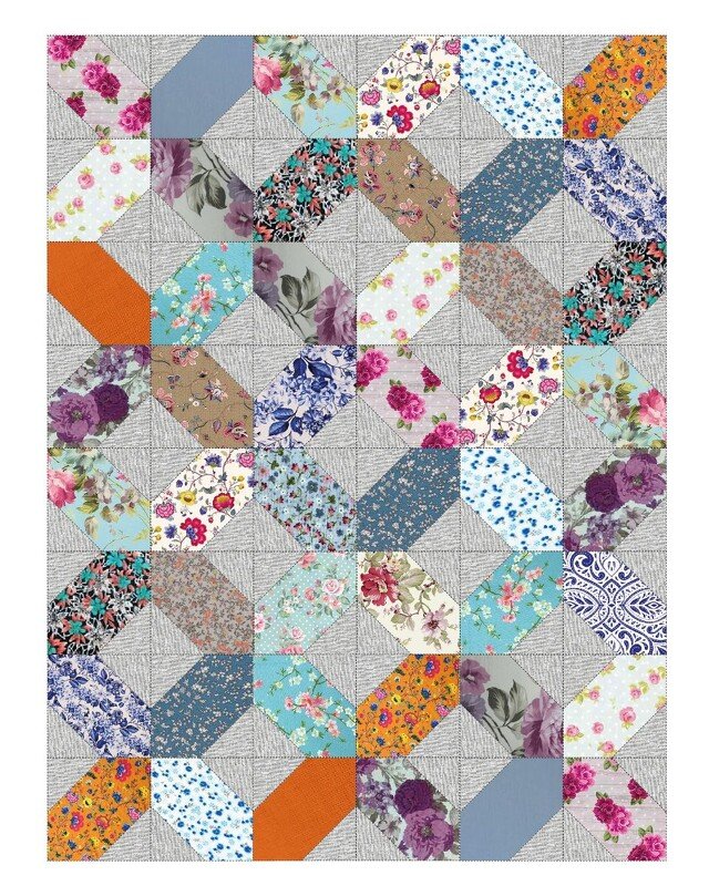 Patchwork Foundation Paper Piecing X-Block. (Einheit CM und INCH)