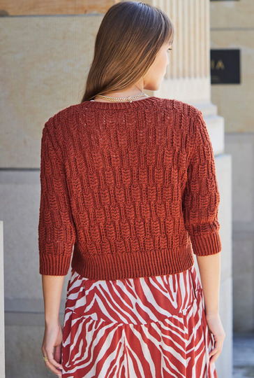 Jacke mit Zopf-Strukturmuster in Braun