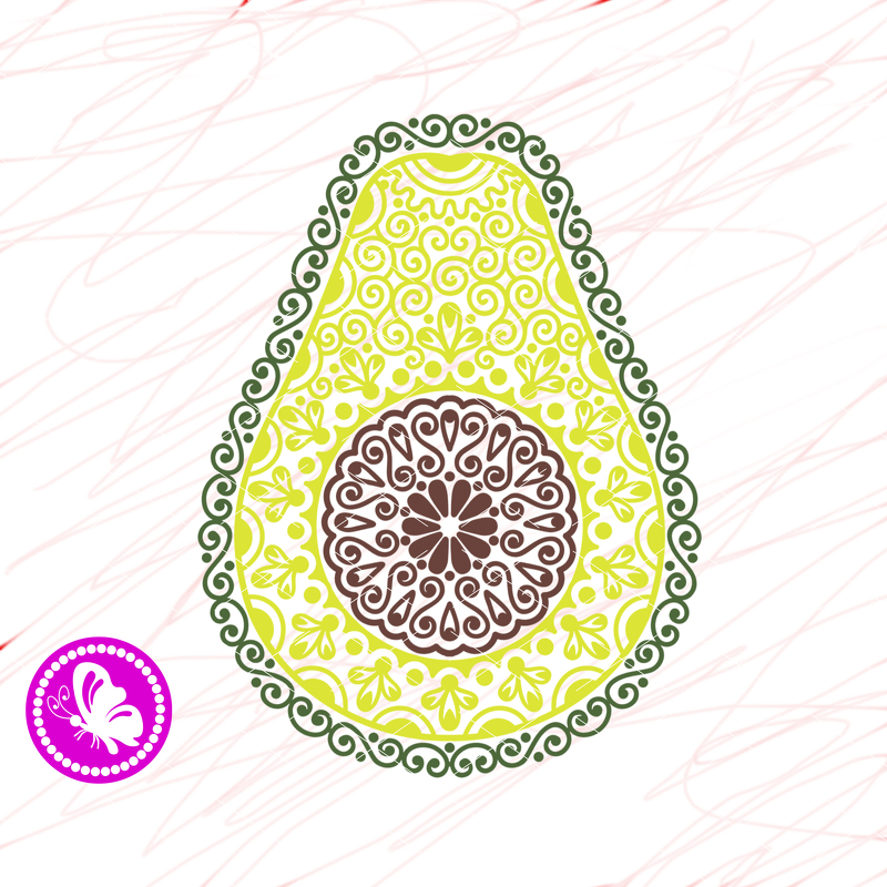 Avicado Mandala print. Tropical fruit for crafts, fashion design, furniture