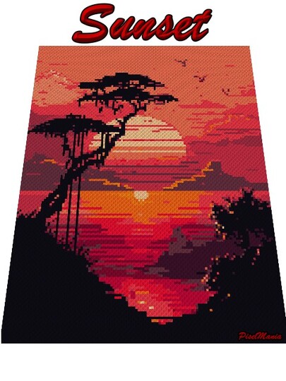 SUNSET - pattern for Sc crochet blanket