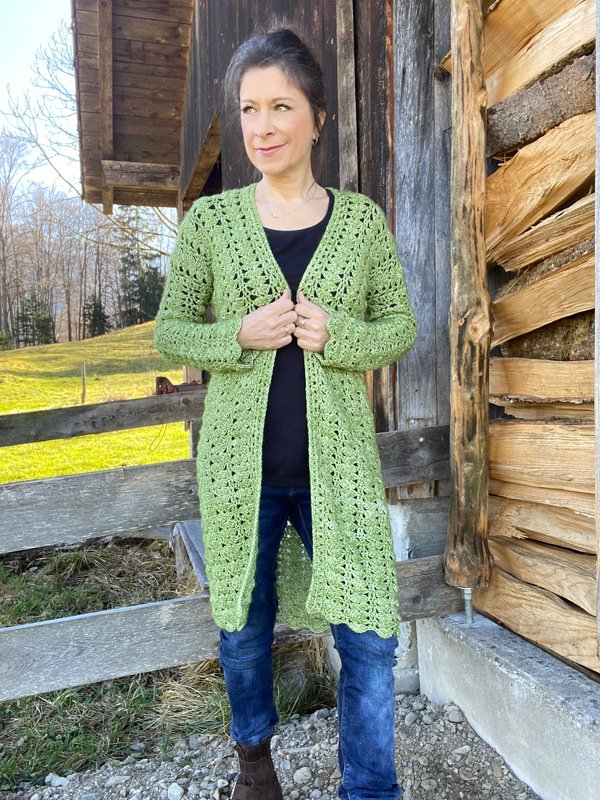 Crochet Pattern Coat, Cardigan "Avocado" - seamless & easy - Image 3