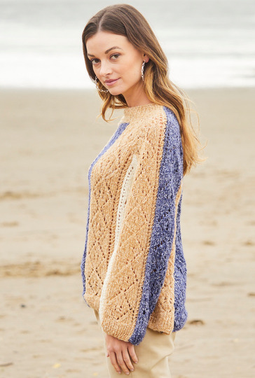 Raglanpullover mit breiten Längsstreifen