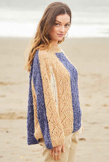 Raglanpullover mit breiten Längsstreifen