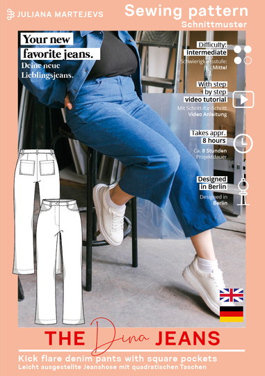 Sewing pattern jeans pants, XS-XXXL, with video tutorial