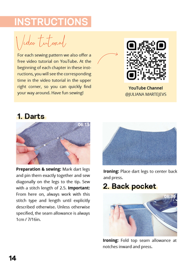 Sewing pattern jeans pants, XS-XXXL, with video tutorial