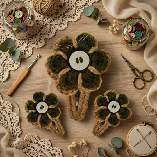 Crochet Flower Hair Clip Pattern + Video (English Only) | nontycrochet