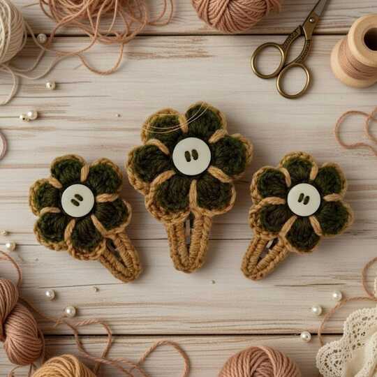 Crochet Flower Hair Clip Pattern + Video (English Only) | nontycrochet