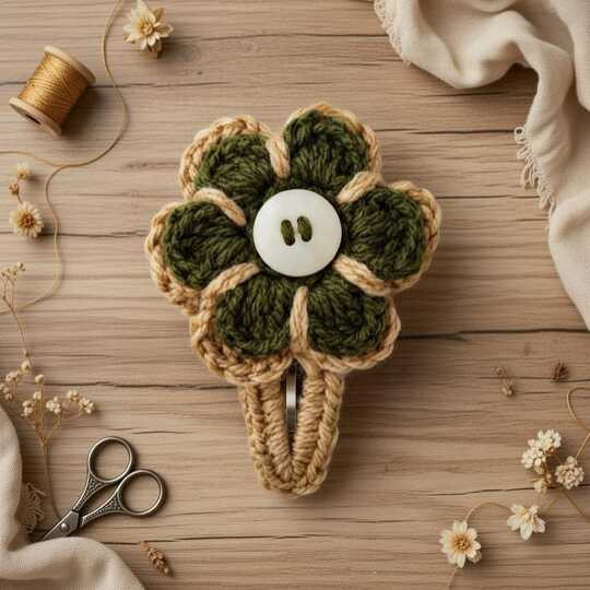 Crochet Flower Hair Clip Pattern + Video (English Only) | nontycrochet