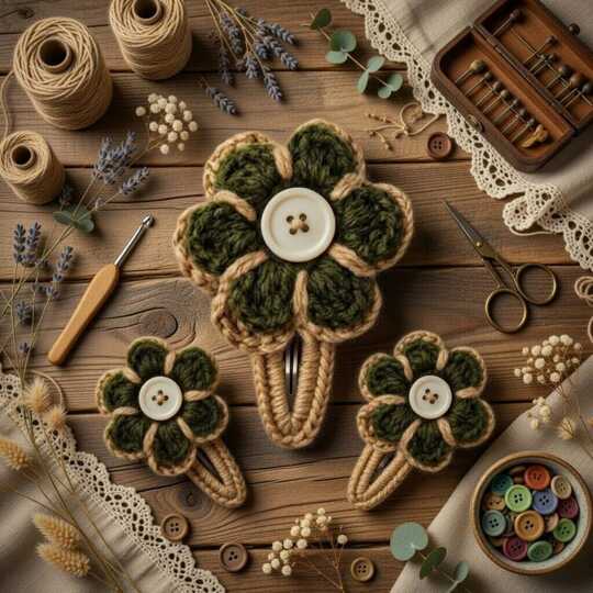 Häkelanleitung Blumen Haarclip + Video (nur Englisch) | nontycrochet