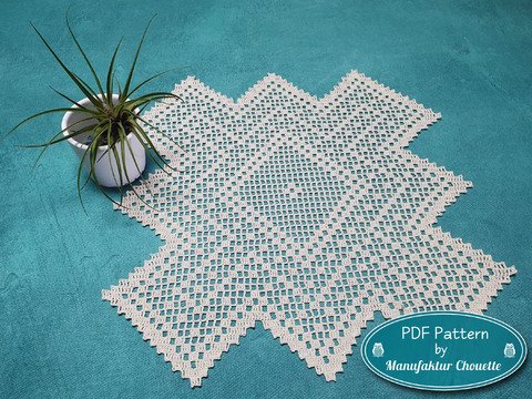 Häkelanleitung Deckchen "ZickZack" - Kollektion, PDF sofortiger Download