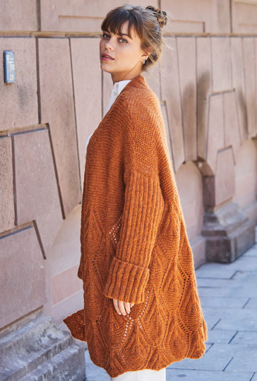 Oversize-Jacke im Fächermuster mit Schalkragen