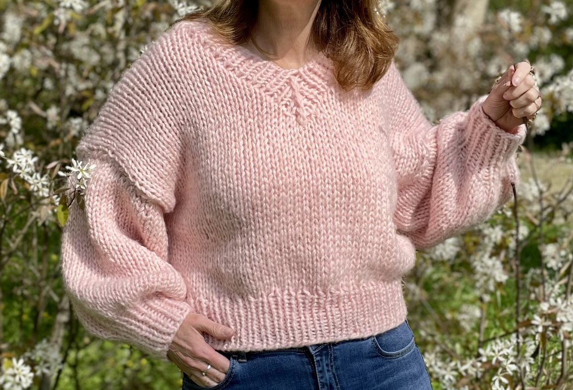Knit pattern Mohair sweater V-neck - Image 4