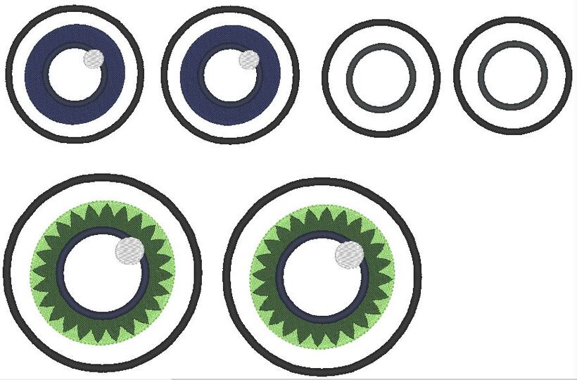 Stickdatei - runde XXL Augen bis 20cm für Kuscheltiere Bettschlagen
