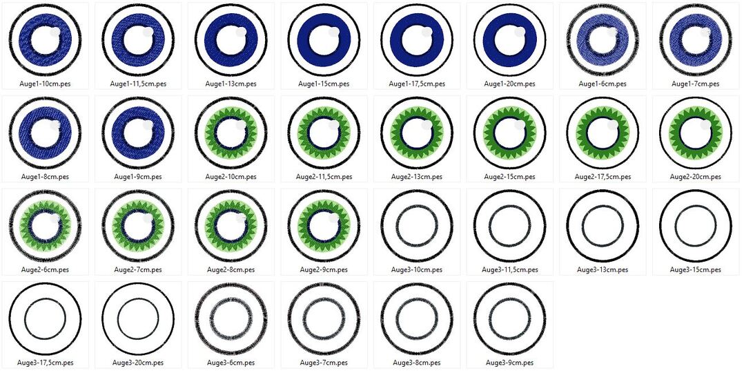 Stickdatei - runde XXL Augen bis 20cm für Kuscheltiere Bettschlagen