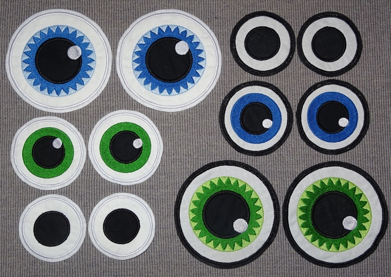 Stickdatei - runde XXL Augen bis 20cm für Kuscheltiere Bettschlagen