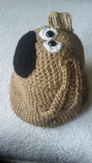 Häkelanleitung Korb mit Hundekopf