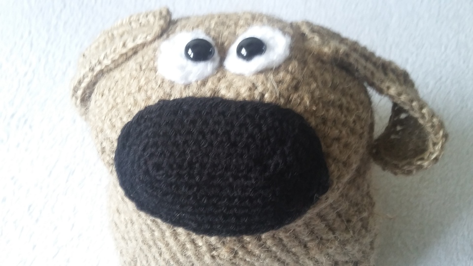 Häkelanleitung Korb mit Hundekopf