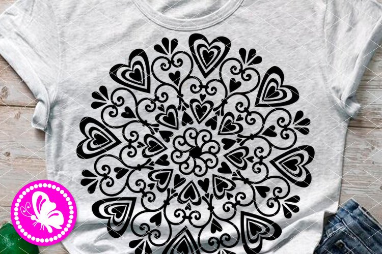 Mandala print. Valentine'sa day decor. Love sign, hearts digital design. - Image 2