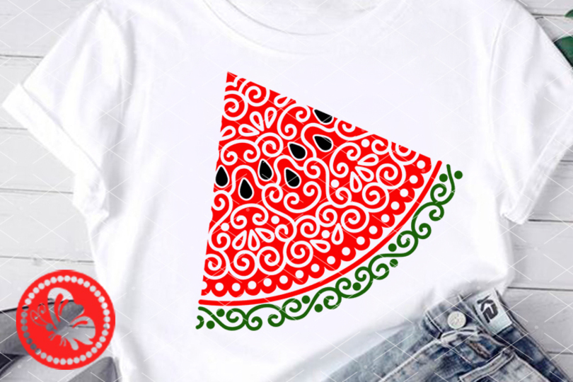 Mandala cutting files. Watermelon slice print. Summer tropical fruits art