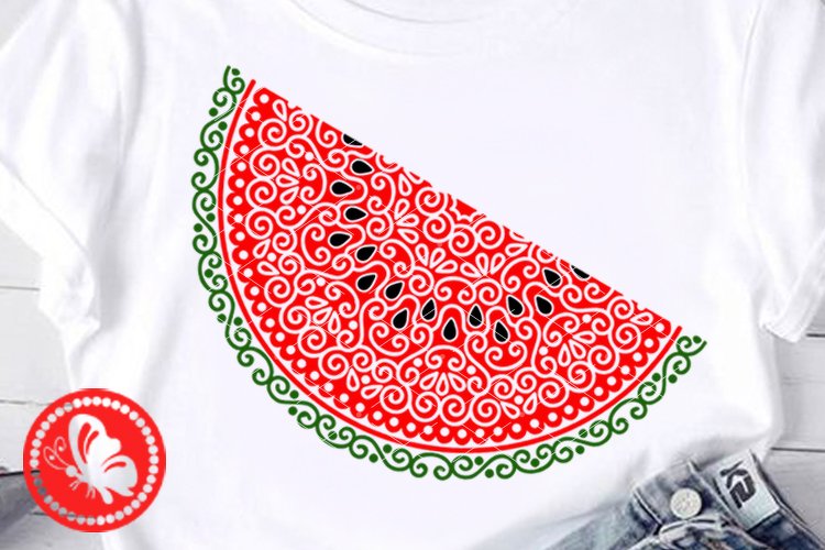 Mandala cut files. Watermelon slice print. Summer tropical fruits clipart