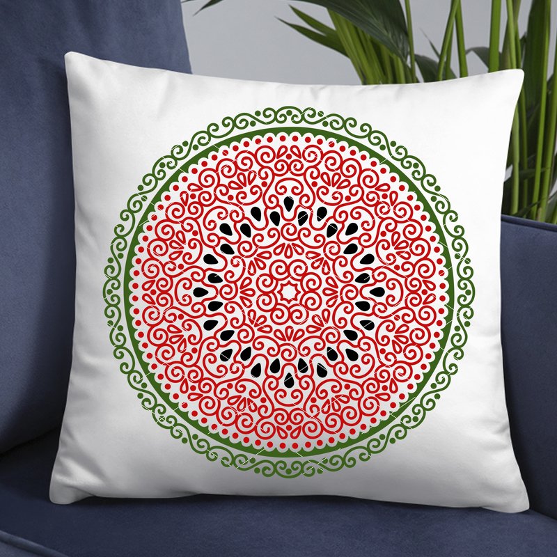 Mandala Watermelon pink green print. Summer tropical fruits cut files svg - Image 3