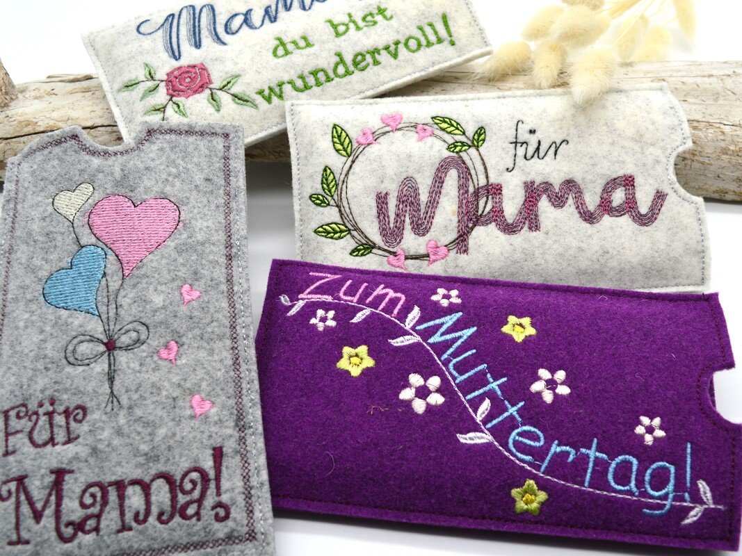 Stickdatei Schokohülle Muttertag SET Mama Mutti