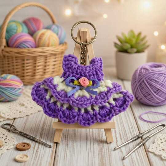 Mini Dress Keychain Crochet Pattern PDF + Video Tutorial (English)
