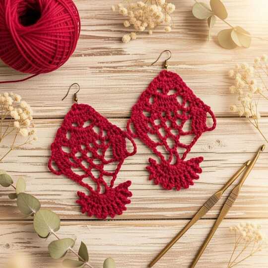 Crochet Fish Earrings PDF + Video Tutorial in English Only