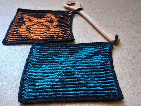 Frühlingsflügler - Topf- oder Spüllappen mit Schattenstrickmotiven