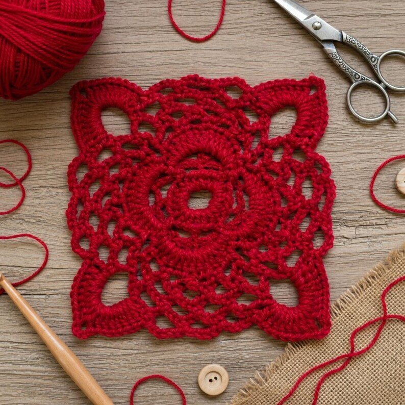 Quadrat-Häkelmotiv PDF + Video (nur Englisch) | nontycrochet - Bild 8