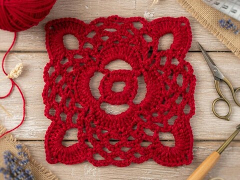 Quadrat-Häkelmotiv PDF + Video (nur Englisch) | nontycrochet